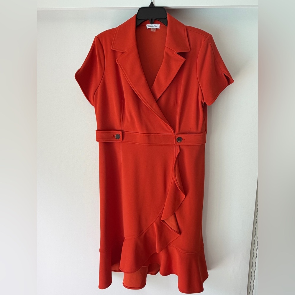 Calvin Klein Asymmetrical Red wrap Dress